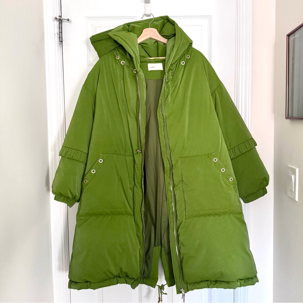 Nap Loungewear Oversized Down Puffer Coat | Green | Size Small